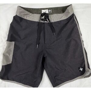 Tavik Board Shorts Mens 28 Black Gray Surf Swim Trunks Beach Hybrid‎ Shorts
